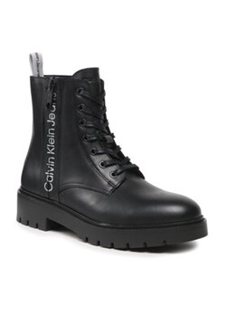 Calvin Klein Jeans Kozaki Combat Mid Laceup Boot W Zip YM0YM00262 Czarny ze sklepu MODIVO w kategorii Buty zimowe męskie - zdjęcie 168855353