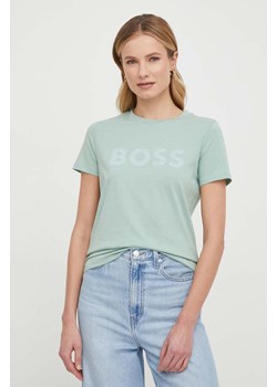 Boss Orange t-shirt bawełniany BOSS ORANGE damski kolor zielony 50501139 ze sklepu ANSWEAR.com w kategorii Bluzki damskie - zdjęcie 168857570