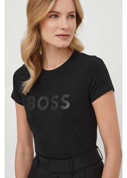 BOSS t-shirt damski kolor czarny ze sklepu ANSWEAR.com w kategorii Bluzki damskie - zdjęcie 168857930