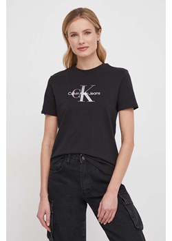 Calvin Klein Jeans t-shirt bawełniany damski kolor czarny ze sklepu ANSWEAR.com w kategorii Bluzki damskie - zdjęcie 168857991