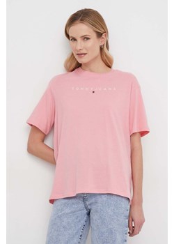 Tommy Jeans t-shirt bawełniany damski kolor różowy ze sklepu ANSWEAR.com w kategorii Bluzki damskie - zdjęcie 168858011
