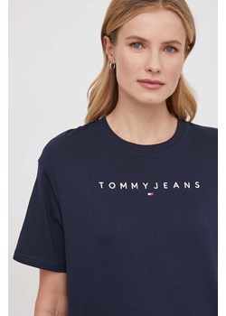 Tommy Jeans t-shirt bawełniany damski kolor granatowy ze sklepu ANSWEAR.com w kategorii Bluzki damskie - zdjęcie 168858023