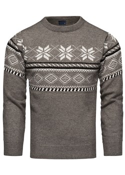 Sweter męski wełniany norweski brązowy Recea ze sklepu Recea.pl w kategorii Swetry męskie - zdjęcie 168858234