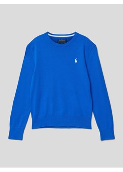 Sweter z dzianiny z wyhaftowanym logo ze sklepu Peek&Cloppenburg  w kategorii Swetry chłopięce - zdjęcie 168859094