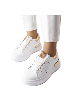 Białe sneakersy z kolorową perforacją Chalut ze sklepu ButyModne.pl w kategorii Buty sportowe damskie - zdjęcie 168925543