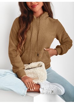 Bluza typu teddy z kapturem Nediva - odcienie brązu - odcienie brązu ze sklepu pakuten.pl w kategorii Swetry damskie - zdjęcie 168932071
