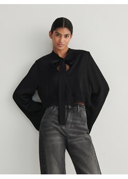 Reserved - Bluzka z ozdobnym wiązaniem - czarny ze sklepu Reserved w kategorii Bluzki damskie - zdjęcie 168935203