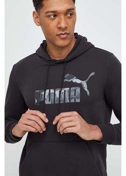 Puma bluza męska kolor czarny z kapturem z nadrukiem 675946 ze sklepu ANSWEAR.com w kategorii Bluzy męskie - zdjęcie 168936164