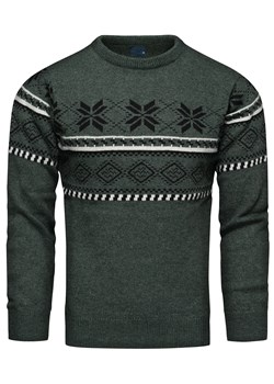 Sweter męski wełniany norweski zielony Recea ze sklepu Recea.pl w kategorii Swetry męskie - zdjęcie 168938284