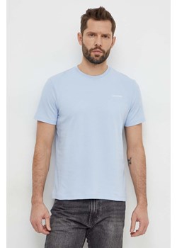 Calvin Klein t-shirt bawełniany męski kolor niebieski gładki ze sklepu ANSWEAR.com w kategorii T-shirty męskie - zdjęcie 168940014
