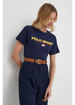 Polo Ralph Lauren t-shirt bawełniany damski kolor granatowy ze sklepu ANSWEAR.com w kategorii Bluzki damskie - zdjęcie 168941042