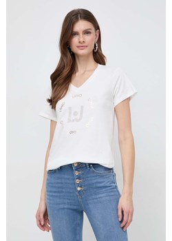 Liu Jo t-shirt bawełniany kolor beżowy ze sklepu ANSWEAR.com w kategorii Bluzki damskie - zdjęcie 168941052