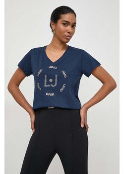 Liu Jo t-shirt bawełniany kolor granatowy ze sklepu ANSWEAR.com w kategorii Bluzki damskie - zdjęcie 168941070