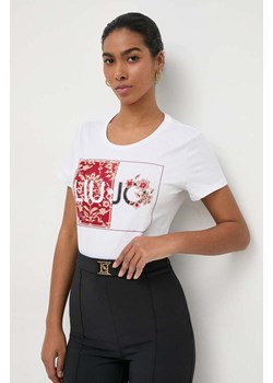 Liu Jo t-shirt bawełniany damski kolor beżowy ze sklepu ANSWEAR.com w kategorii Bluzki damskie - zdjęcie 168941183