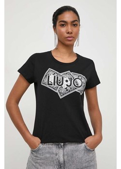 Liu Jo t-shirt bawełniany damski kolor czarny ze sklepu ANSWEAR.com w kategorii Bluzki damskie - zdjęcie 168941193