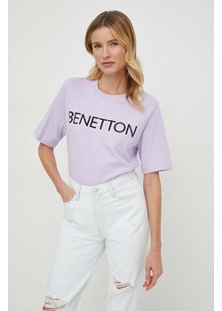 United Colors of Benetton t-shirt bawełniany damski kolor fioletowy ze sklepu ANSWEAR.com w kategorii Bluzki damskie - zdjęcie 168941271
