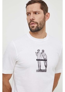 Sisley t-shirt bawełniany męski kolor beżowy z nadrukiem ze sklepu ANSWEAR.com w kategorii T-shirty męskie - zdjęcie 168941382