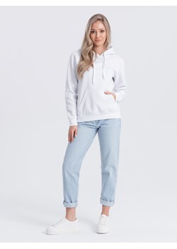 Bluza damska z kapturem 002TLR - biała ze sklepu Edoti w kategorii Bluzy damskie - zdjęcie 168957624
