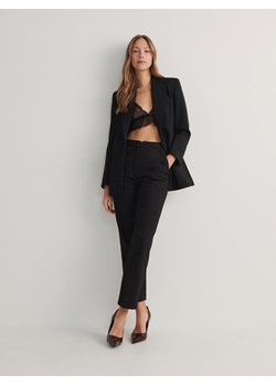 Reserved - Spodnie w kant z bawełną - czarny ze sklepu Reserved w kategorii Spodnie damskie - zdjęcie 168962432