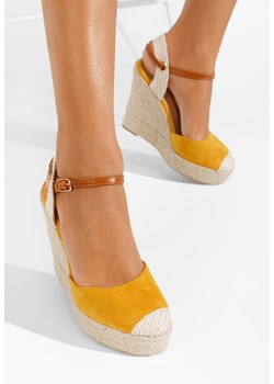 Białe sandały na koturnie Benisa V1 Gne ze sklepu Zapatos w kategorii Espadryle damskie - zdjęcie 168962633
