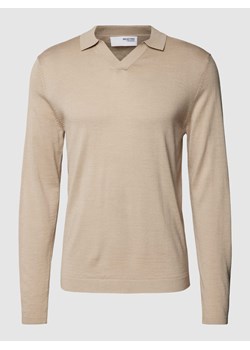 Sweter z kołnierzykiem polo w jednolitym kolorze ze sklepu Peek&Cloppenburg  w kategorii Swetry męskie - zdjęcie 168962893
