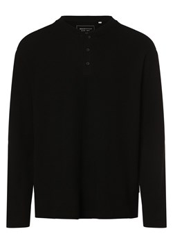 Tom Tailor Denim Męska koszula z długim rękawem Mężczyźni Bawełna czarny jednolity ze sklepu vangraaf w kategorii T-shirty męskie - zdjęcie 168975132