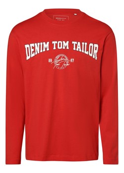 Tom Tailor Denim Męska koszula z długim rękawem Mężczyźni Bawełna czerwony nadruk ze sklepu vangraaf w kategorii T-shirty męskie - zdjęcie 168975134