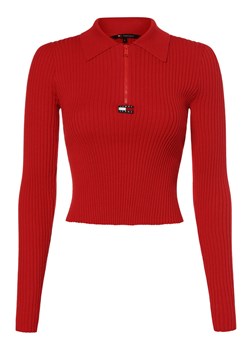 Tommy Jeans Sweter damski z dzianiny Kobiety Sztuczne włókno czerwony jednolity ze sklepu vangraaf w kategorii Swetry damskie - zdjęcie 168975183