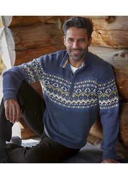 Trykotowy, żakardowy sweter z wykładanym kołnierzem ze sklepu Atlas For Men w kategorii Swetry męskie - zdjęcie 168977733