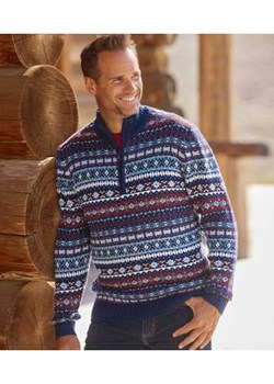 Trykotowy, żakardowy sweter z wykładanym kołnierzem ze sklepu Atlas For Men w kategorii Swetry męskie - zdjęcie 168977843