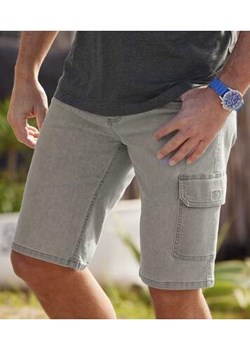 Bermudy-bojówki z szarego jeansu ze stretchem ze sklepu Atlas For Men w kategorii Spodenki męskie - zdjęcie 168978222