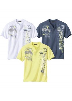 Zestaw 3 koszulek z dekoltem z guzikami Oceanic ze sklepu Atlas For Men w kategorii T-shirty męskie - zdjęcie 168978270