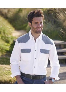 Biała, popelinowa koszula w stylu Western ze sklepu Atlas For Men w kategorii Koszule męskie - zdjęcie 168978284