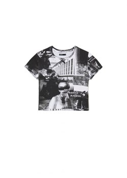 Cropp - Krótka koszulka z nadrukiem - czarny ze sklepu Cropp w kategorii Bluzki damskie - zdjęcie 168979170