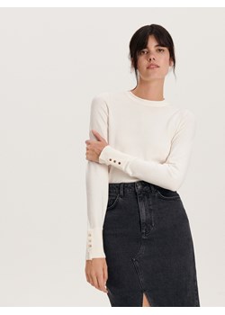 Reserved - Sweter z wiskozą - kremowy ze sklepu Reserved w kategorii Swetry damskie - zdjęcie 168980344
