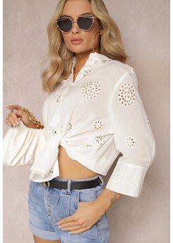 Biała Haftowana Koszula z Bawełny na Guziki Bernicce ze sklepu Renee odzież w kategorii Koszule damskie - zdjęcie 168980871