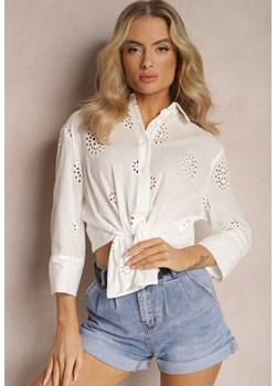 Biała Haftowana Koszula z Bawełny na Guziki Bernicce ze sklepu Renee odzież w kategorii Koszule damskie - zdjęcie 168980872