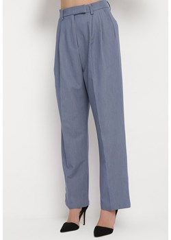 Granatowe Garniturowe Spodnie z Wysokim Stanem i Szerokimi Nogawkami Cerda ze sklepu Born2be Odzież w kategorii Spodnie damskie - zdjęcie 168981071