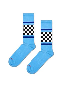 Happy Socks skarpetki Checked Stripe Sneaker Sock kolor niebieski ze sklepu ANSWEAR.com w kategorii Skarpetki męskie - zdjęcie 168982011
