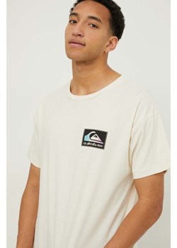 Quiksilver t-shirt bawełniany męski kolor beżowy z nadrukiem ze sklepu ANSWEAR.com w kategorii T-shirty męskie - zdjęcie 168982644