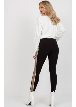 Czarne legginsy damskie z lampasem VI-LG-5020.17X, Kolor czarno-beżowy, Rozmiar M, FactoryPrice ze sklepu Intymna w kategorii Spodnie damskie - zdjęcie 168984022