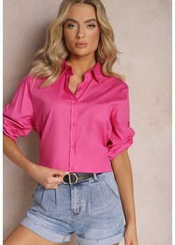 Fuksjowa Oversizowa Koszula Bawełniana o Klasycznym Kroju Alattia ze sklepu Renee odzież w kategorii Koszule damskie - zdjęcie 168988370