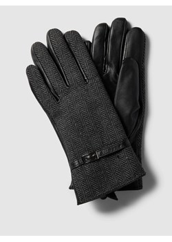 Rękawiczki ze wzorem w jodełkę w kolorze czarnym ze sklepu Peek&Cloppenburg  w kategorii Rękawiczki damskie - zdjęcie 168989333