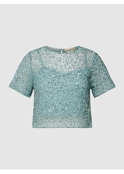 T-shirt z obszyciem ozdobnymi kamieniami i cekinowym obszyciem ze sklepu Peek&Cloppenburg  w kategorii Bluzki damskie - zdjęcie 168995570