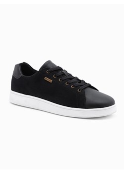Męskie buty sneakersy z łączonych materiałów - czarne V2 OM-FOCS-0108 ze sklepu ombre w kategorii Trampki męskie - zdjęcie 169002181