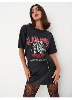 Mohito - Bawełniany t-shirt z nadrukiem - szary ze sklepu Mohito w kategorii Bluzki damskie - zdjęcie 169020740
