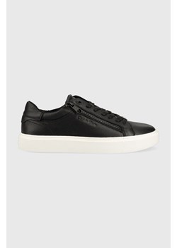 Calvin Klein sneakersy skórzane Low Top Lace Up W/Zip kolor czarny ze sklepu ANSWEAR.com w kategorii Trampki męskie - zdjęcie 169027894