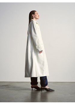 Reserved - Długi płaszcz z imitacji skóry - złamana biel ze sklepu Reserved w kategorii Płaszcze damskie - zdjęcie 169031141