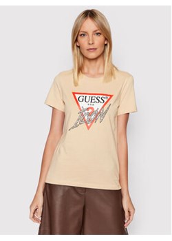 Guess T-Shirt Sparkle Icon W2RI07 I3Z11 Beżowy Regular Fit ze sklepu MODIVO w kategorii Bluzki damskie - zdjęcie 169046713