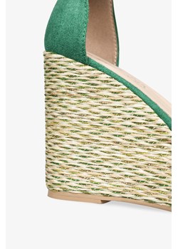 Zielone sandały skórzane damskie espadryle na ozdobnym koturnie PRODUKT POLSKI Casu 2339 ze sklepu Casu.pl w kategorii Espadryle damskie - zdjęcie 169079770